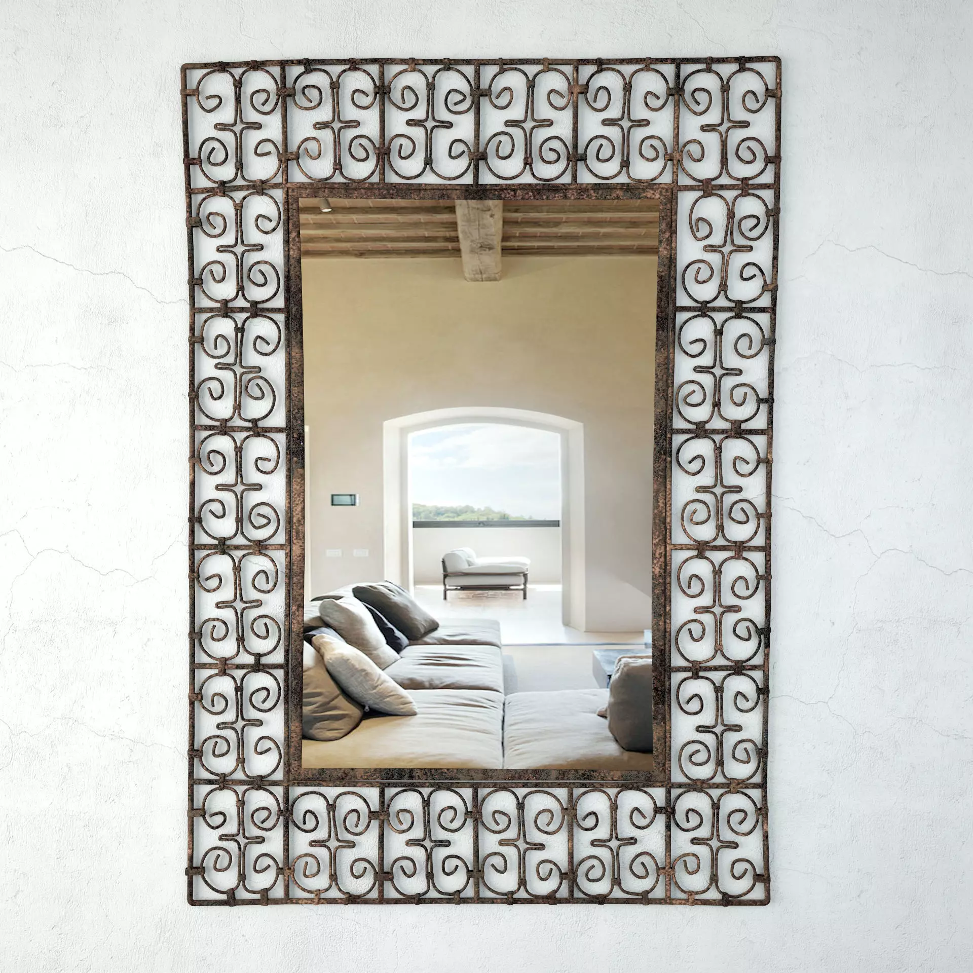 Iron Work Scroll Mirror 3D model_0