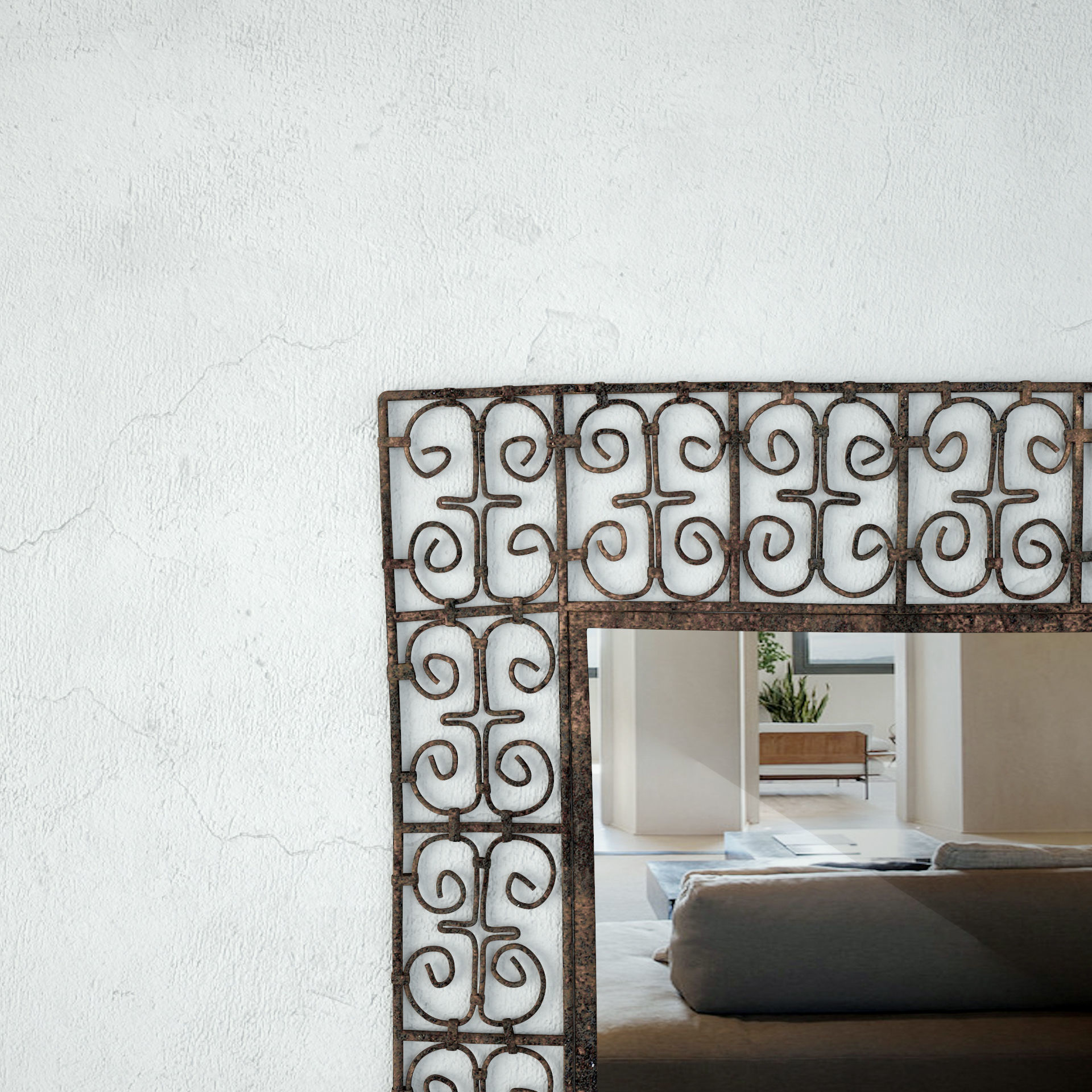 Iron Work Scroll Mirror 3D model_4