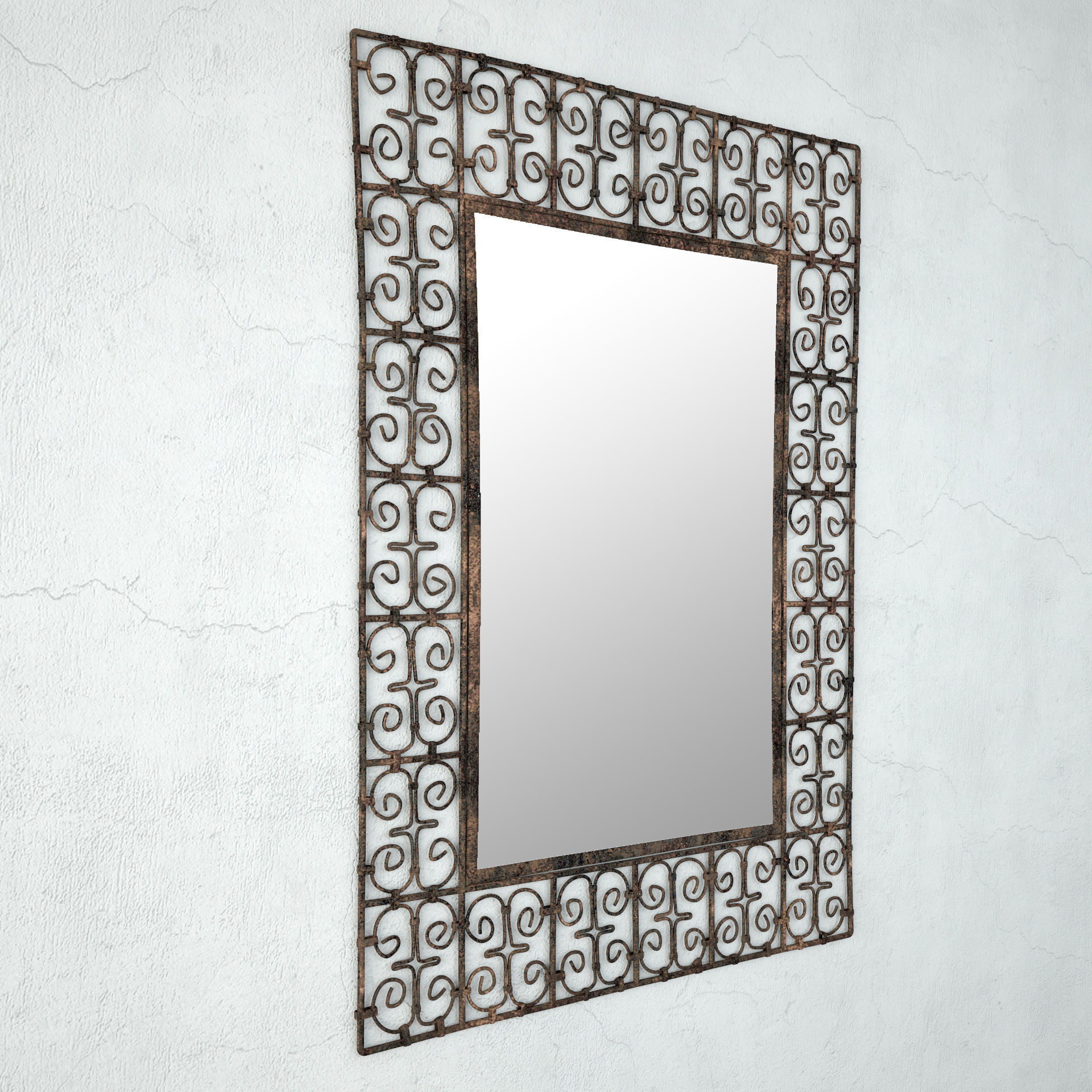 Iron Work Scroll Mirror 3D model_3