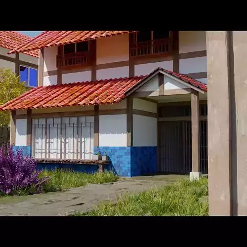 Realistic Japanese House Exterior Environment