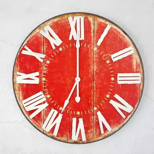 Large Red Vintage Style Clock