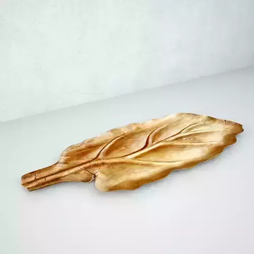 Large Wood Carved Leaf Platter 3D model