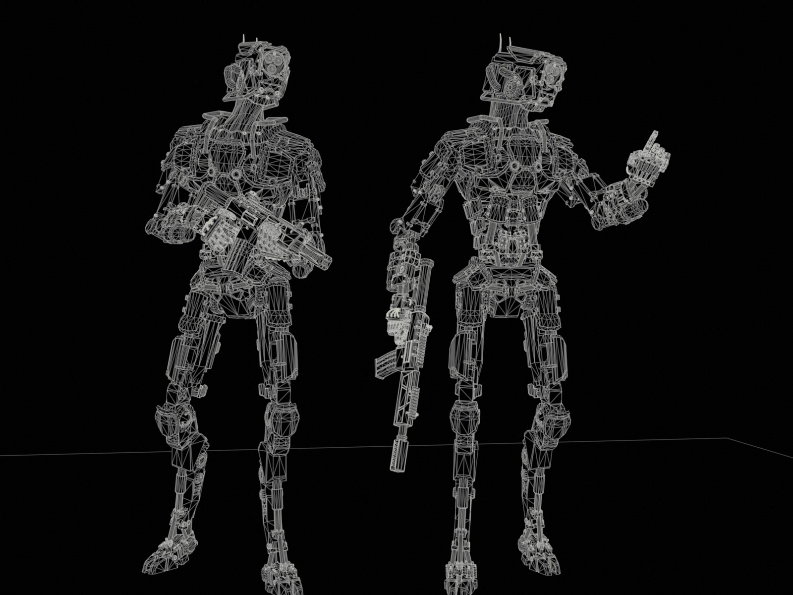 Heavy armored scifi robot character gameready Low-poly 3D model_21