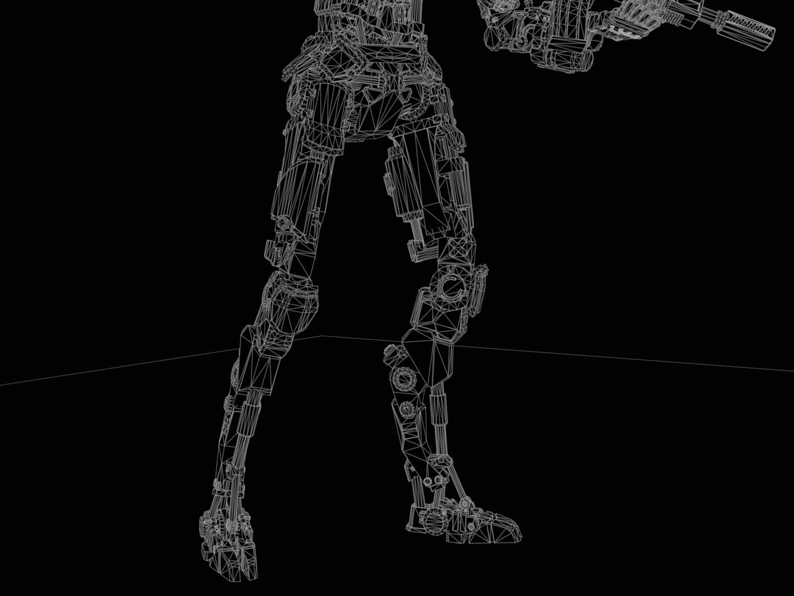 Heavy armored scifi robot character gameready Low-poly 3D model_25