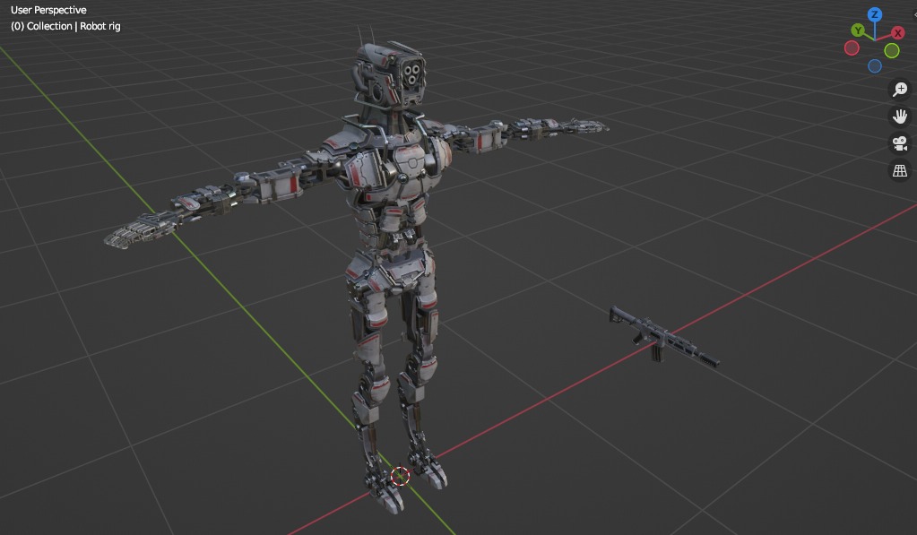 Heavy armored scifi robot character gameready Low-poly 3D model_35