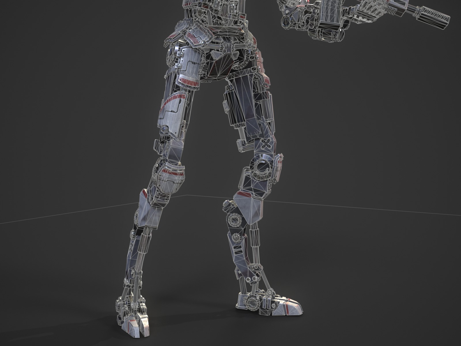 Heavy armored scifi robot character gameready Low-poly 3D model_19