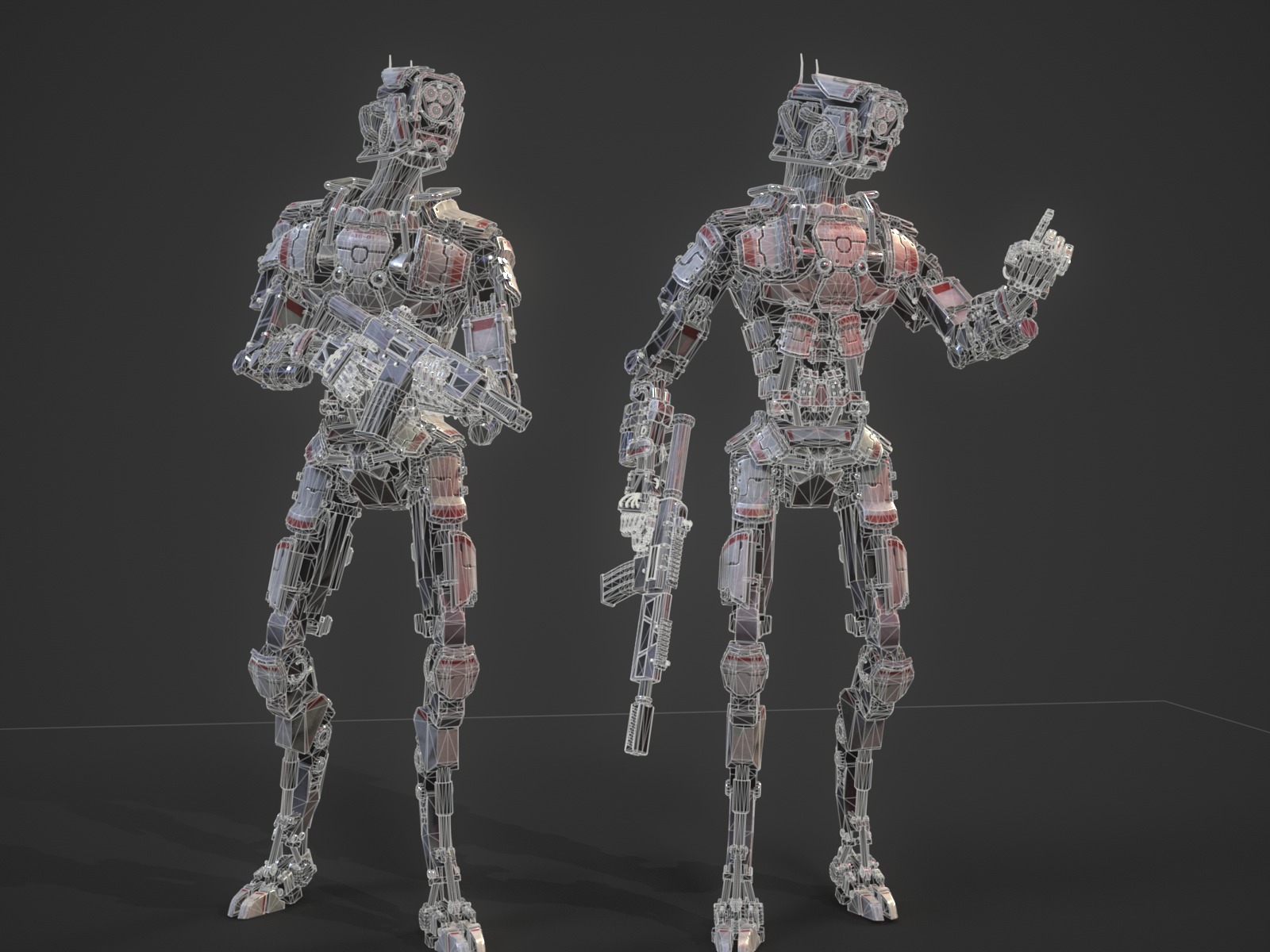 Heavy armored scifi robot character gameready Low-poly 3D model_15