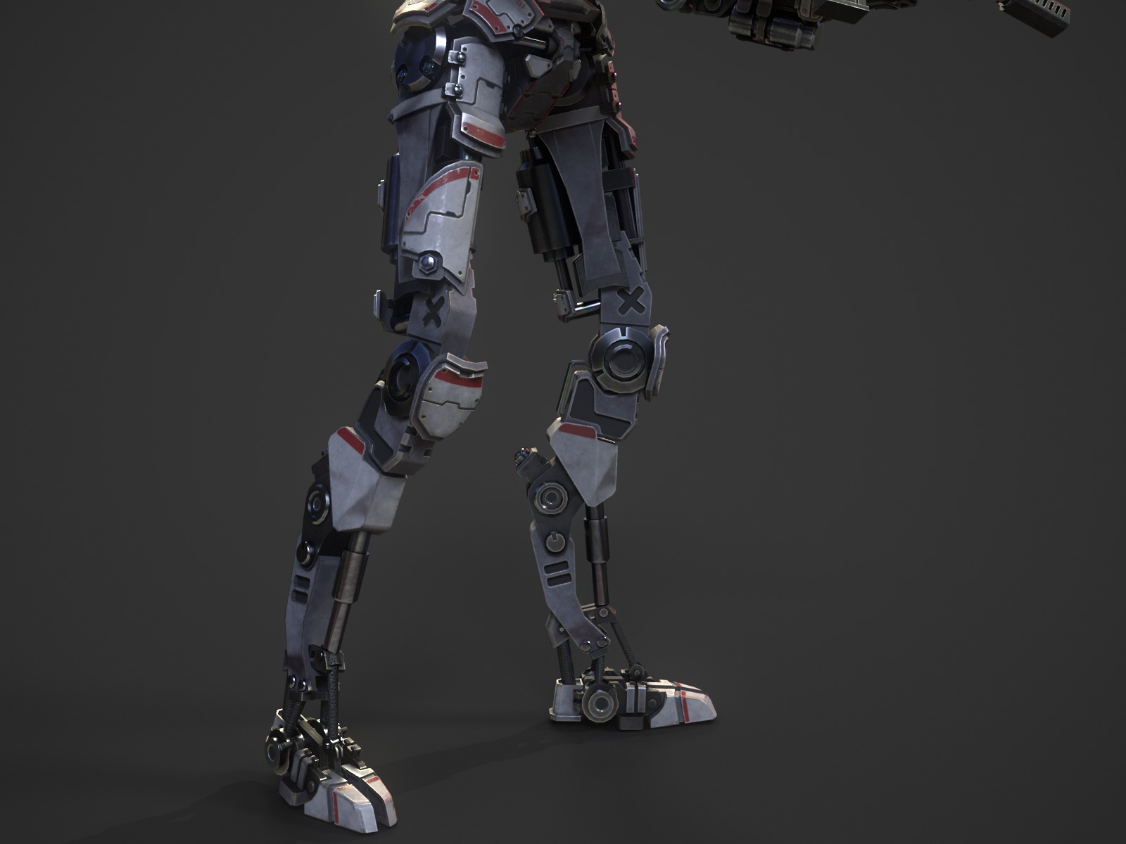 Heavy armored scifi robot character gameready Low-poly 3D model_8