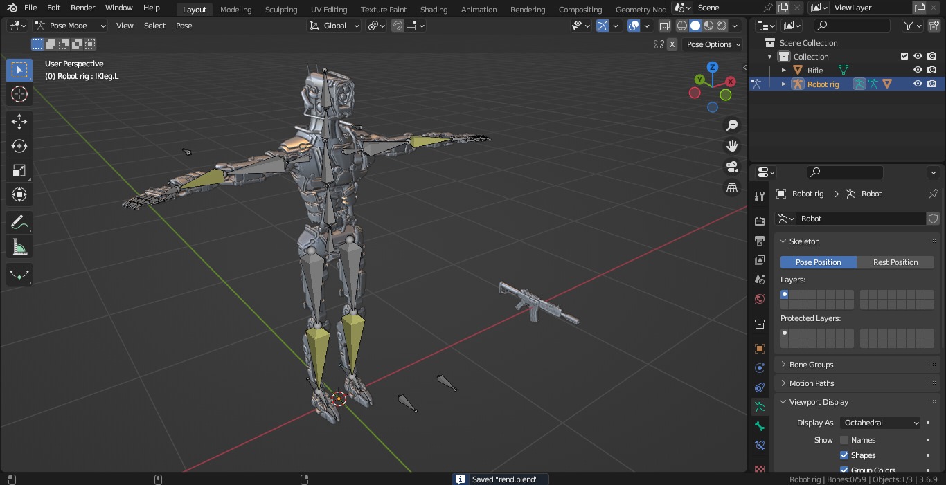 Heavy armored scifi robot character gameready Low-poly 3D model_32