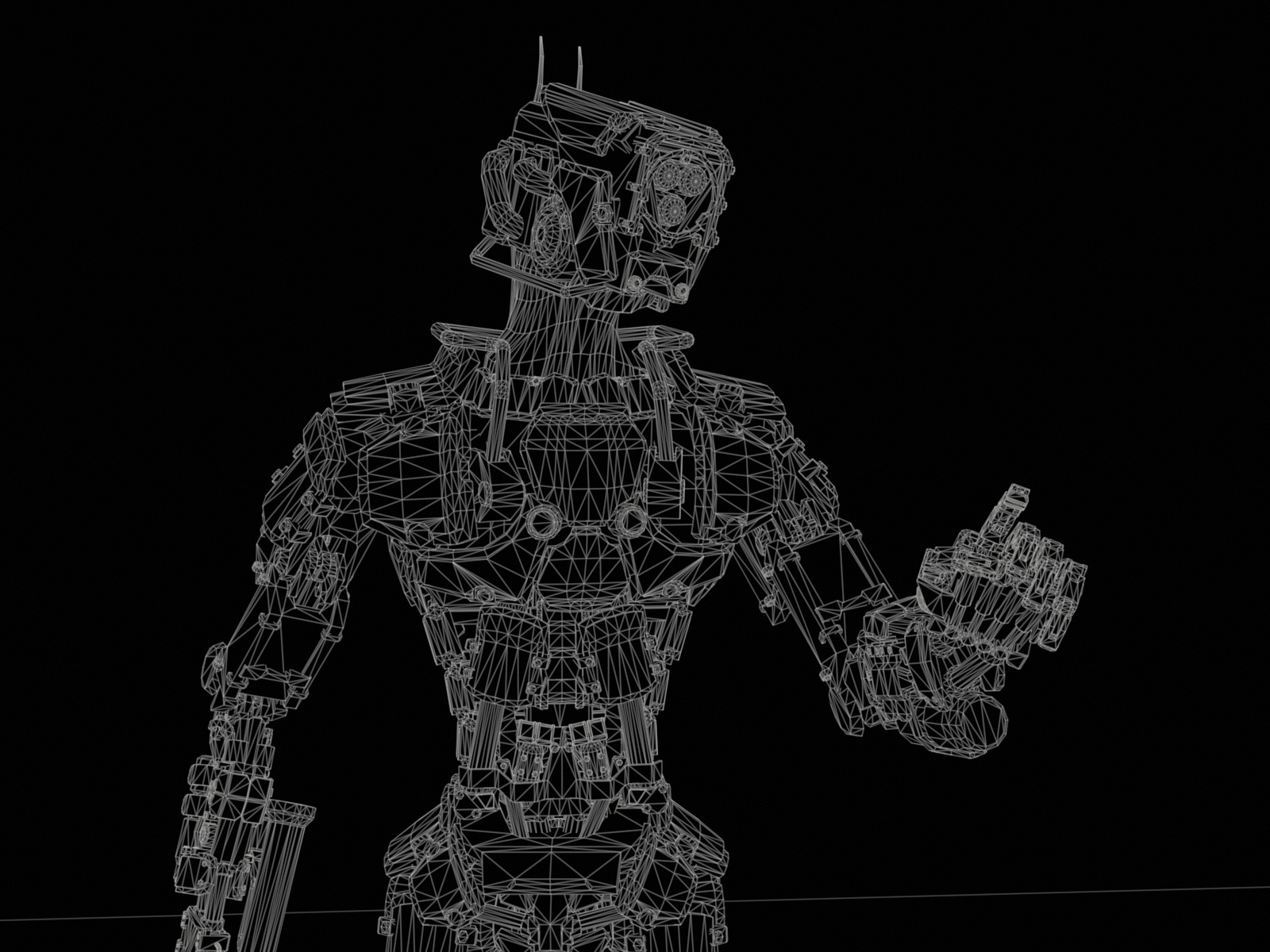 Heavy armored scifi robot character gameready Low-poly 3D model_24