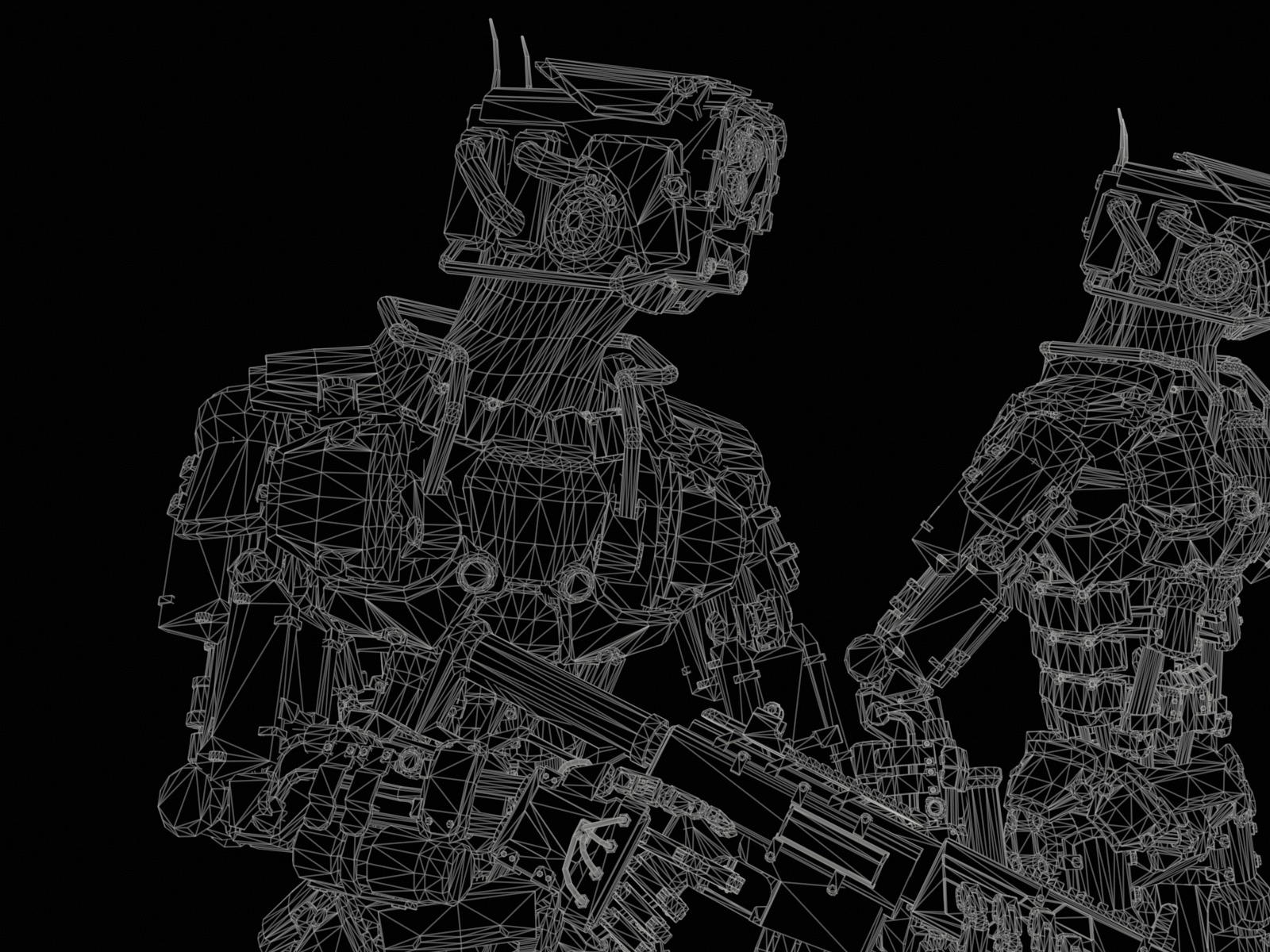Heavy armored scifi robot character gameready Low-poly 3D model_22