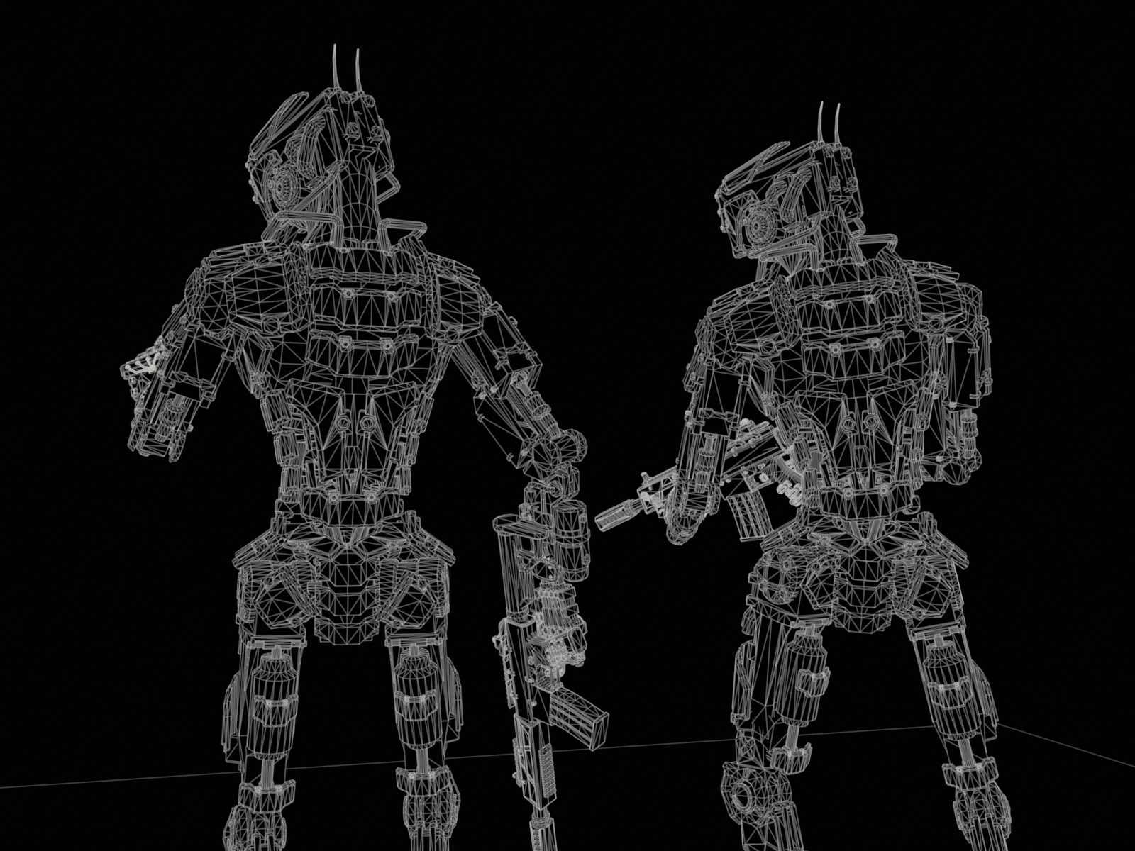 Heavy armored scifi robot character gameready Low-poly 3D model_23