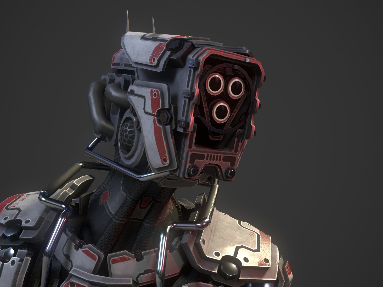 Heavy armored scifi robot character gameready Low-poly 3D model_11