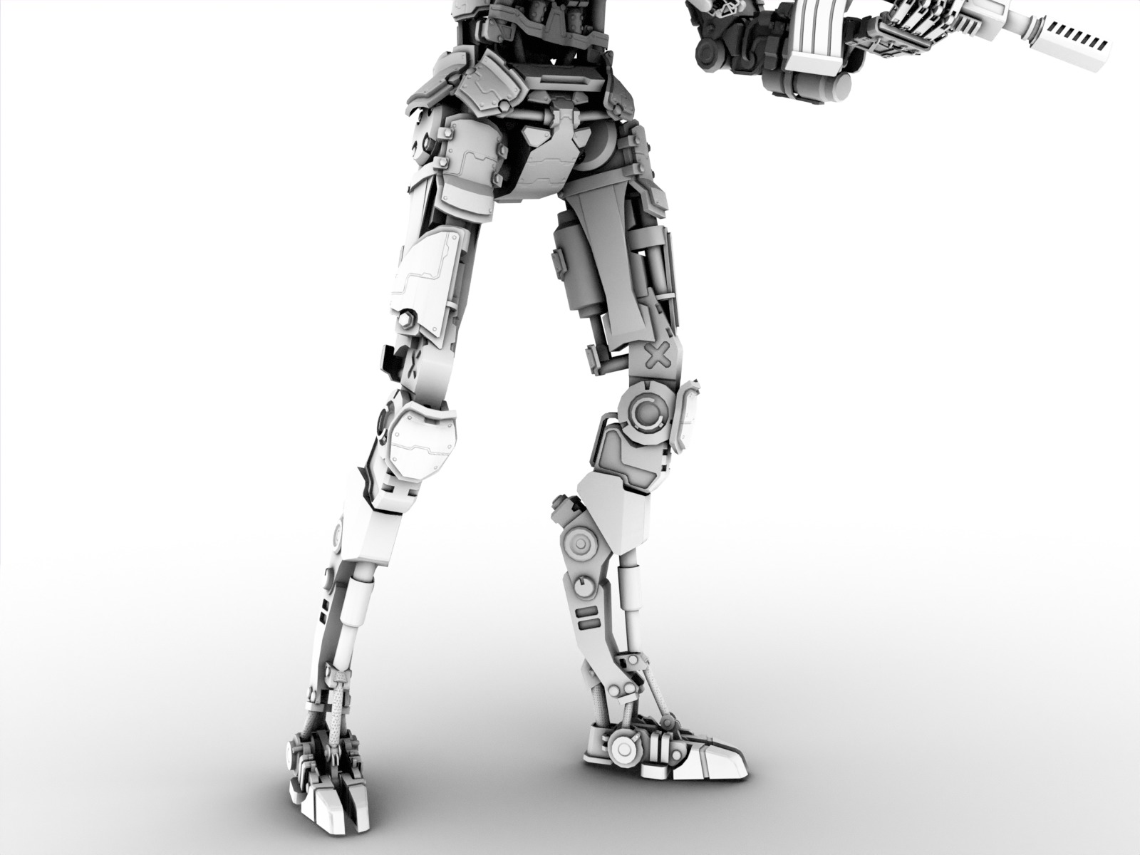 Heavy armored scifi robot character gameready Low-poly 3D model_31
