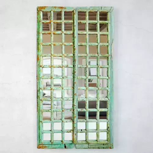 Old Turquoise Raja Door Mirror 3D model