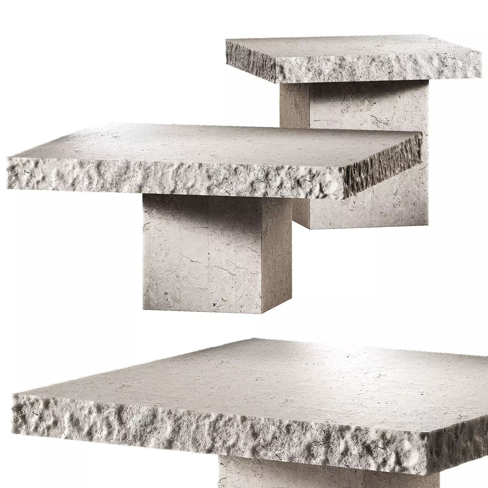 Orilla Coffee table Side table Engold rough rocky edge 3D model_0