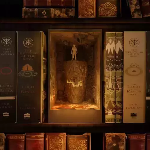 BookNook Gollum falls into the lava with the ring