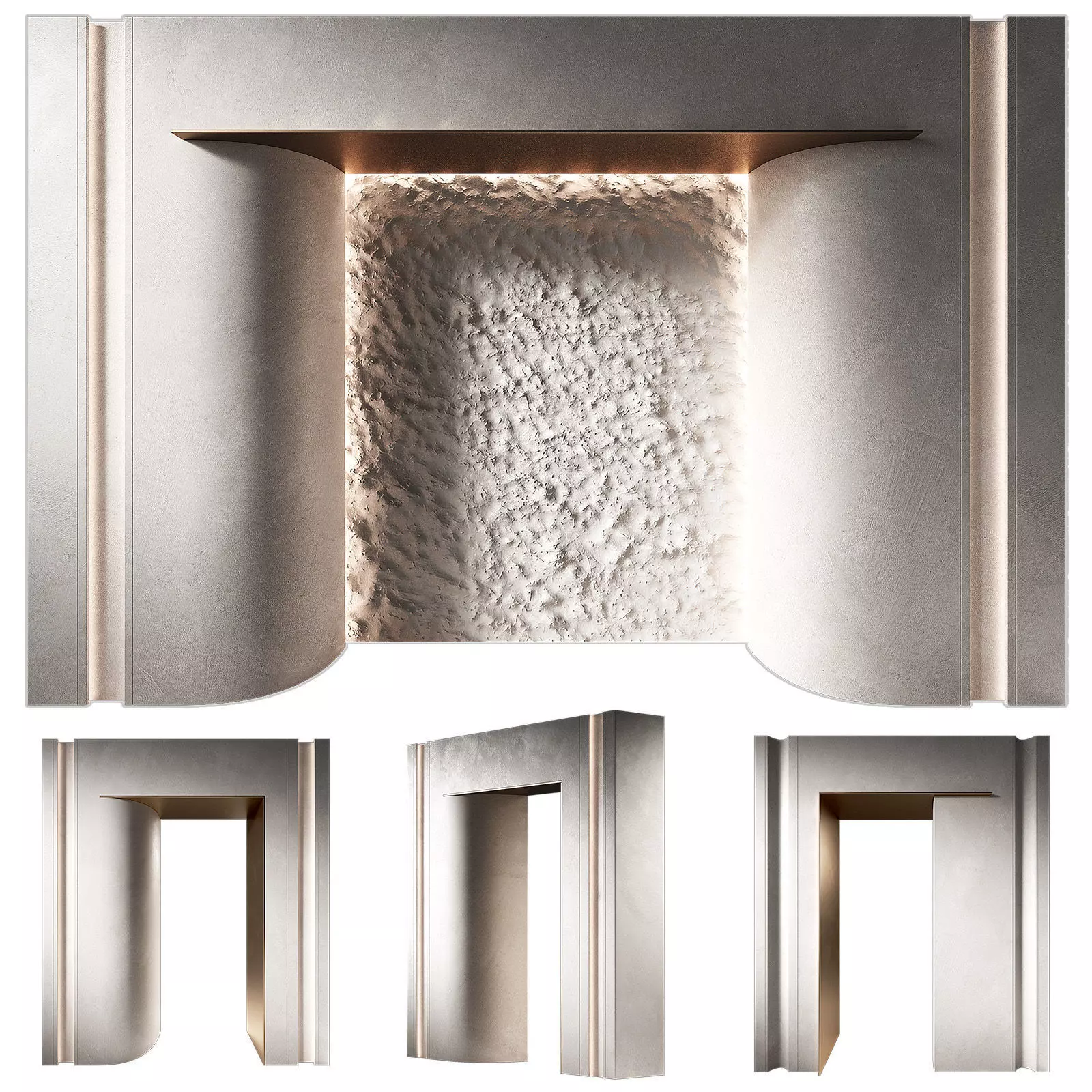 Rounded modular doorway opening Wall hallway pass through 3D model_0