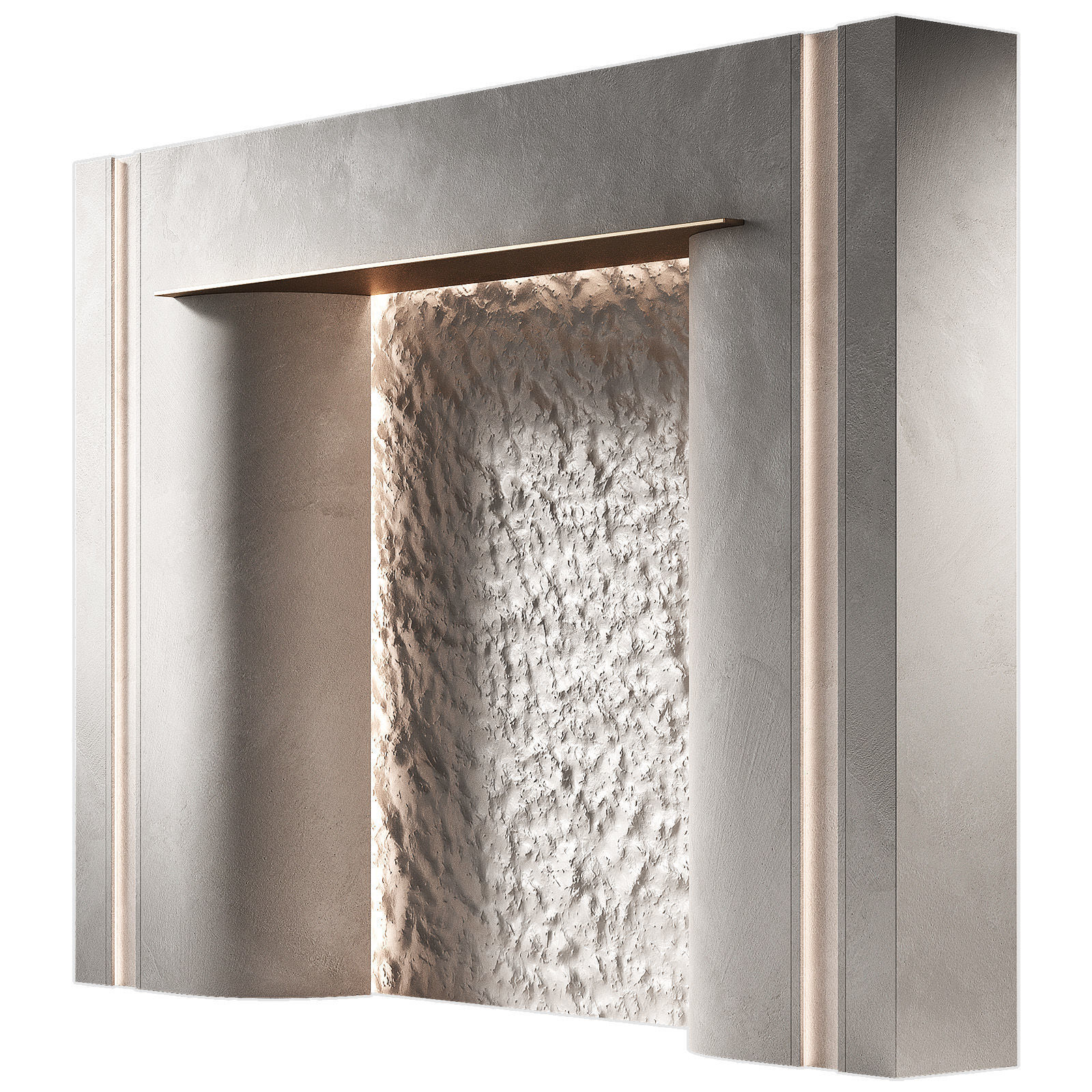 Rounded modular doorway opening Wall hallway pass through 3D model_2