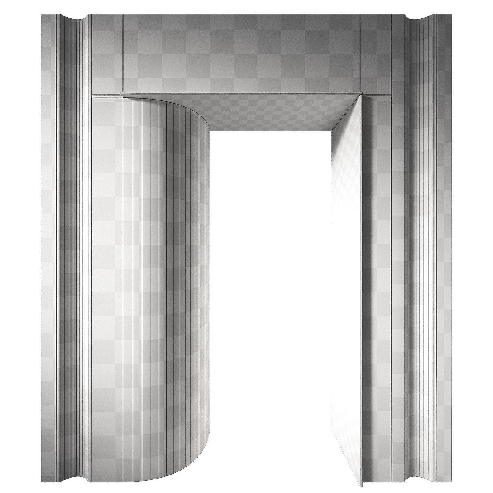 Rounded modular doorway opening Wall hallway pass through 3D model_8