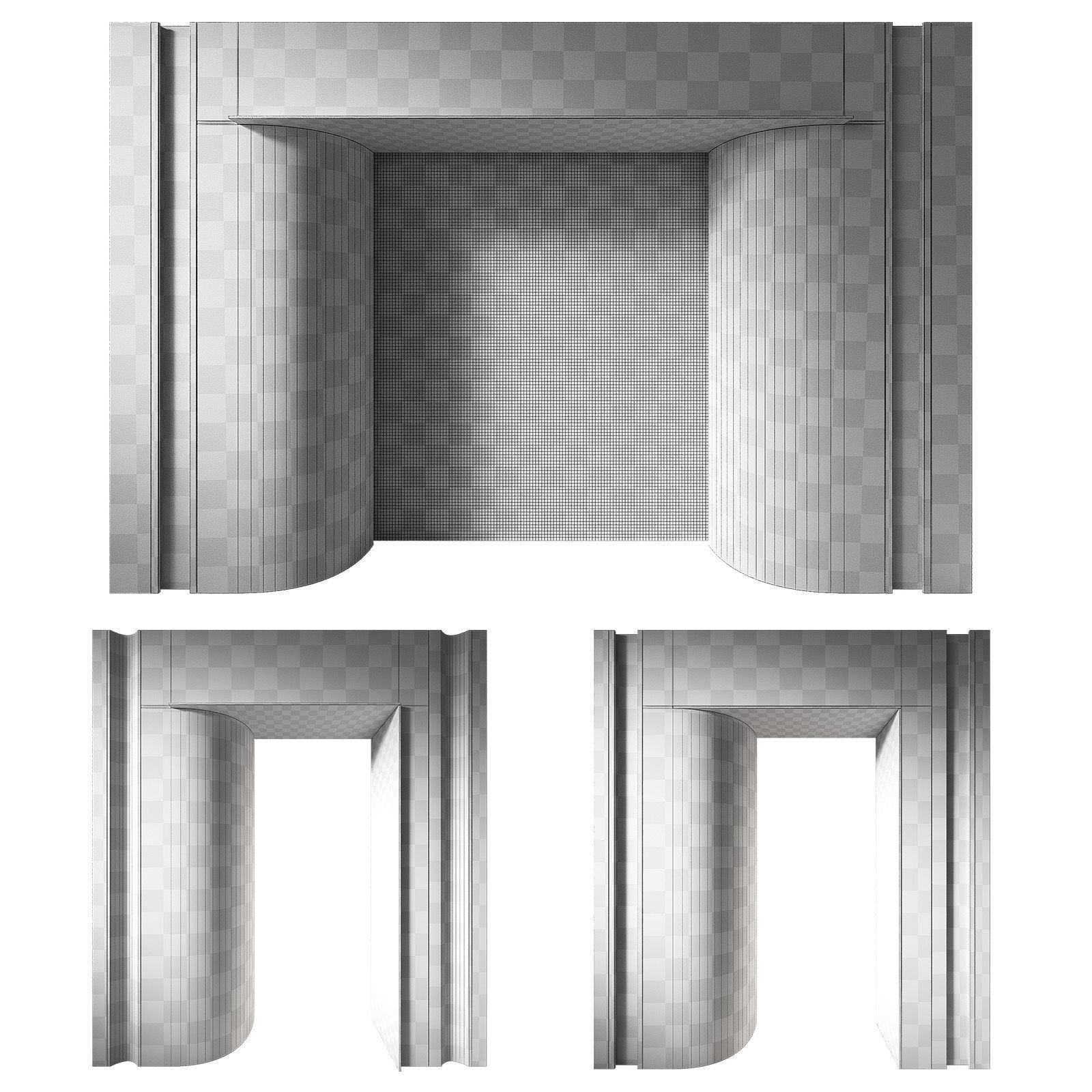 Rounded modular doorway opening Wall hallway pass through 3D model_9