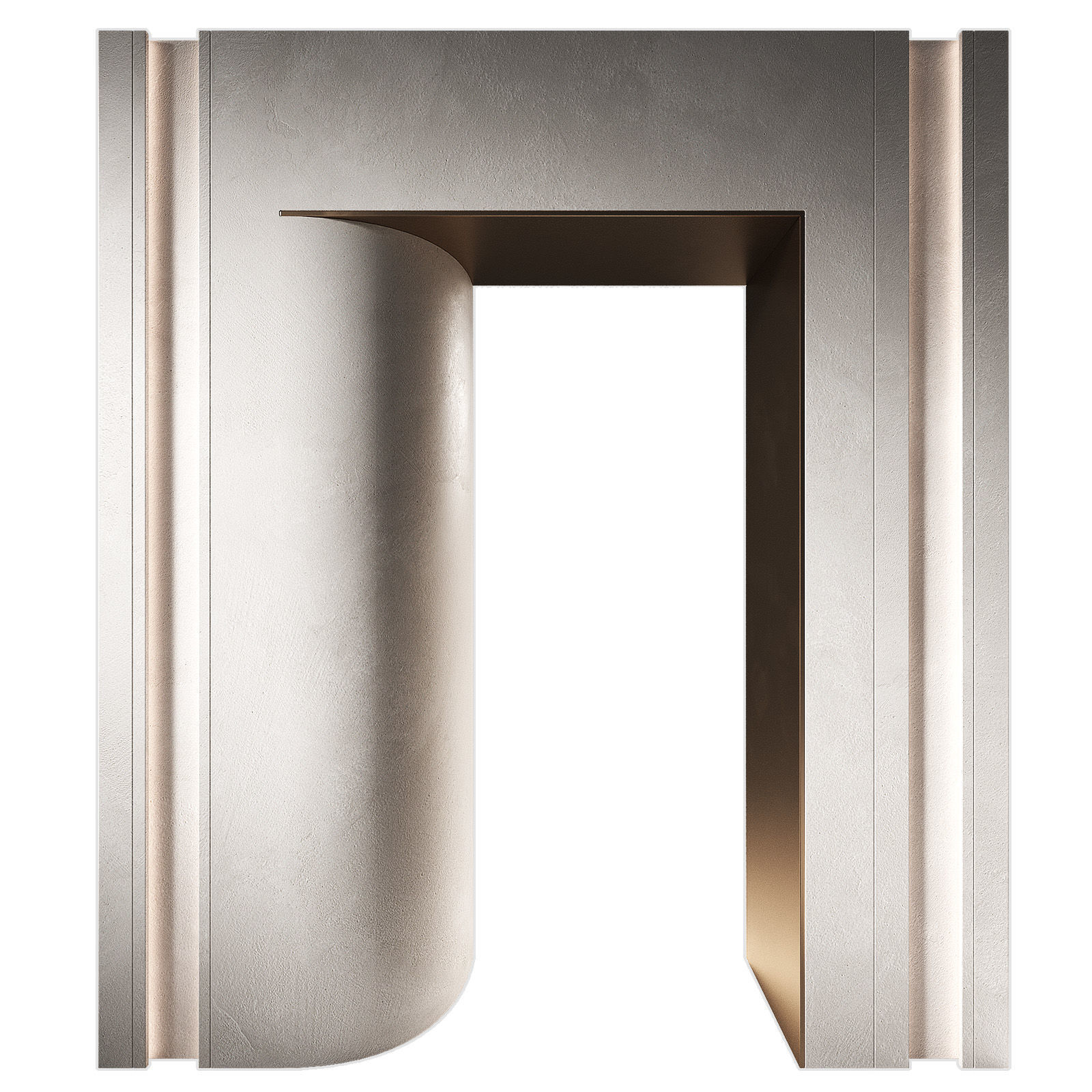 Rounded modular doorway opening Wall hallway pass through 3D model_3