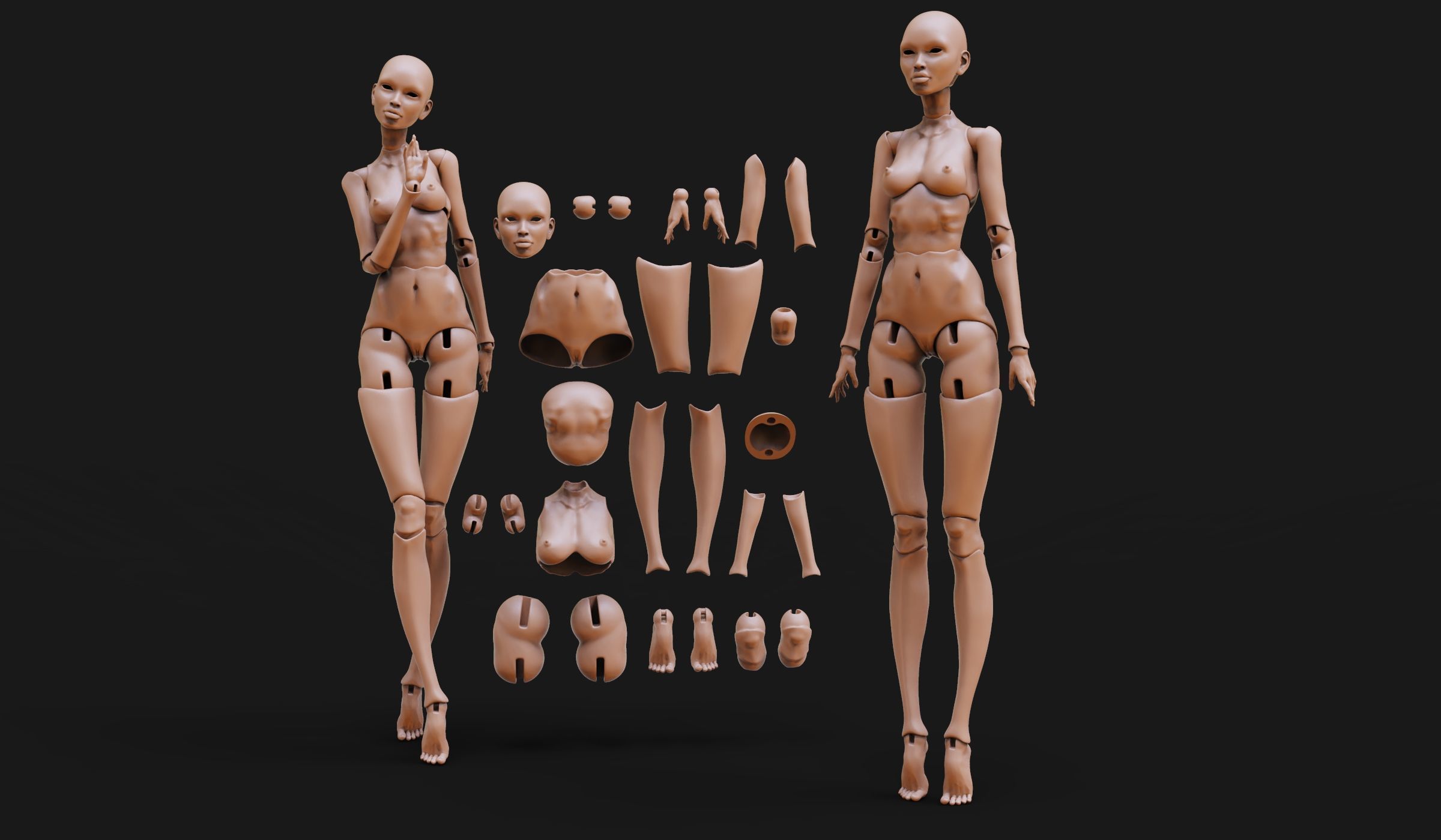 BJD Doll print articulated dolls bjd printing balljointed doll 3D model_8