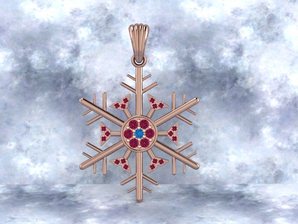 Snowflake necklace 3D print model_5