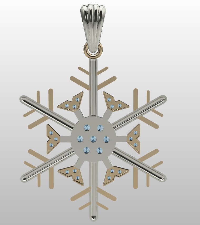 Snowflake necklace 3D print model_6