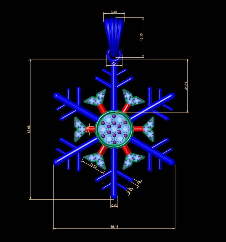 Snowflake necklace 3D print model_10