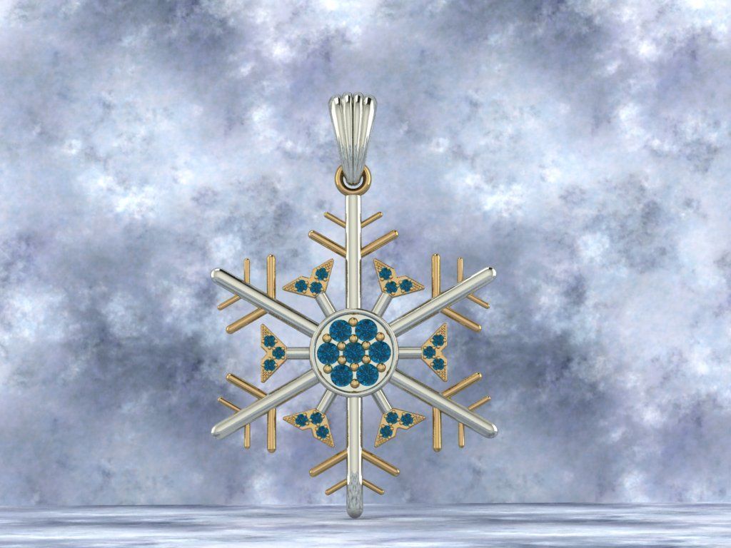 Snowflake necklace 3D print model_2