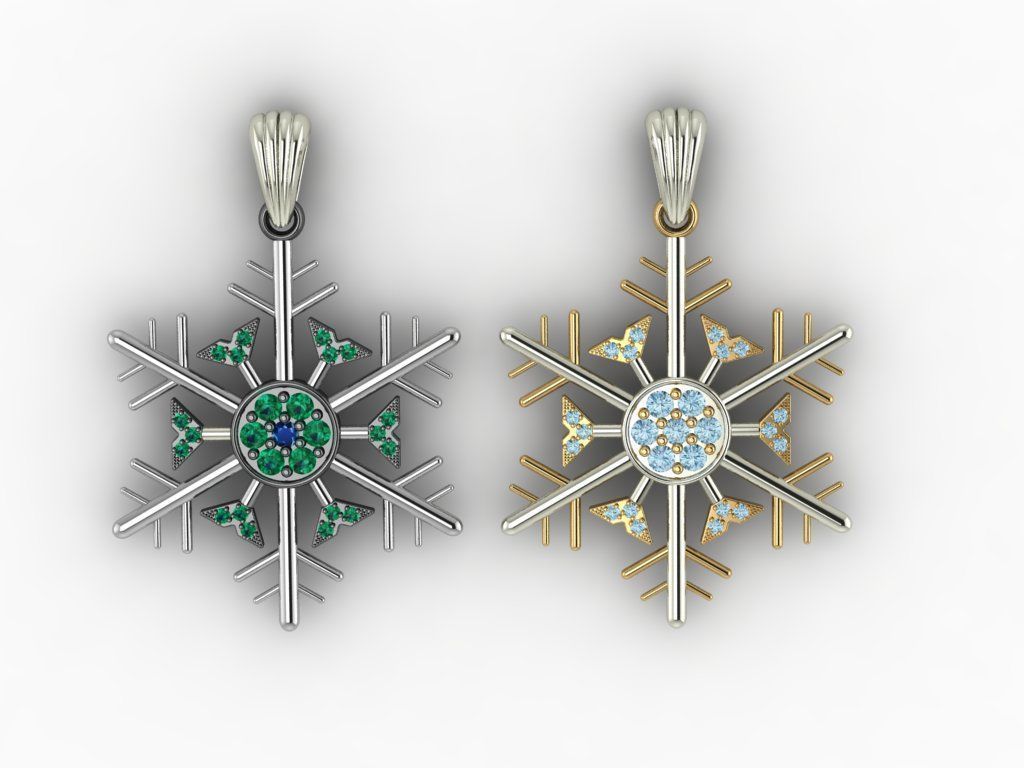 Snowflake necklace 3D print model_4