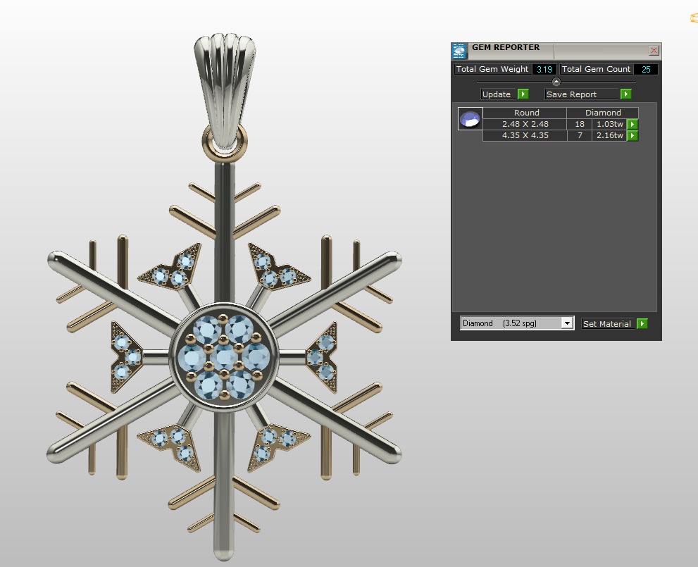Snowflake necklace 3D print model_17