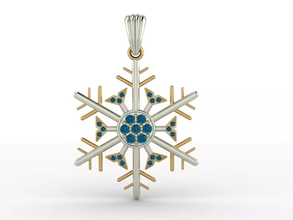 Snowflake necklace 3D print model_0