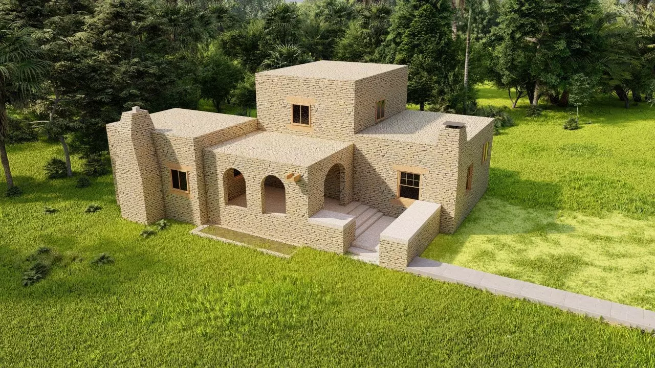 Vilage in forest-old house 3D model