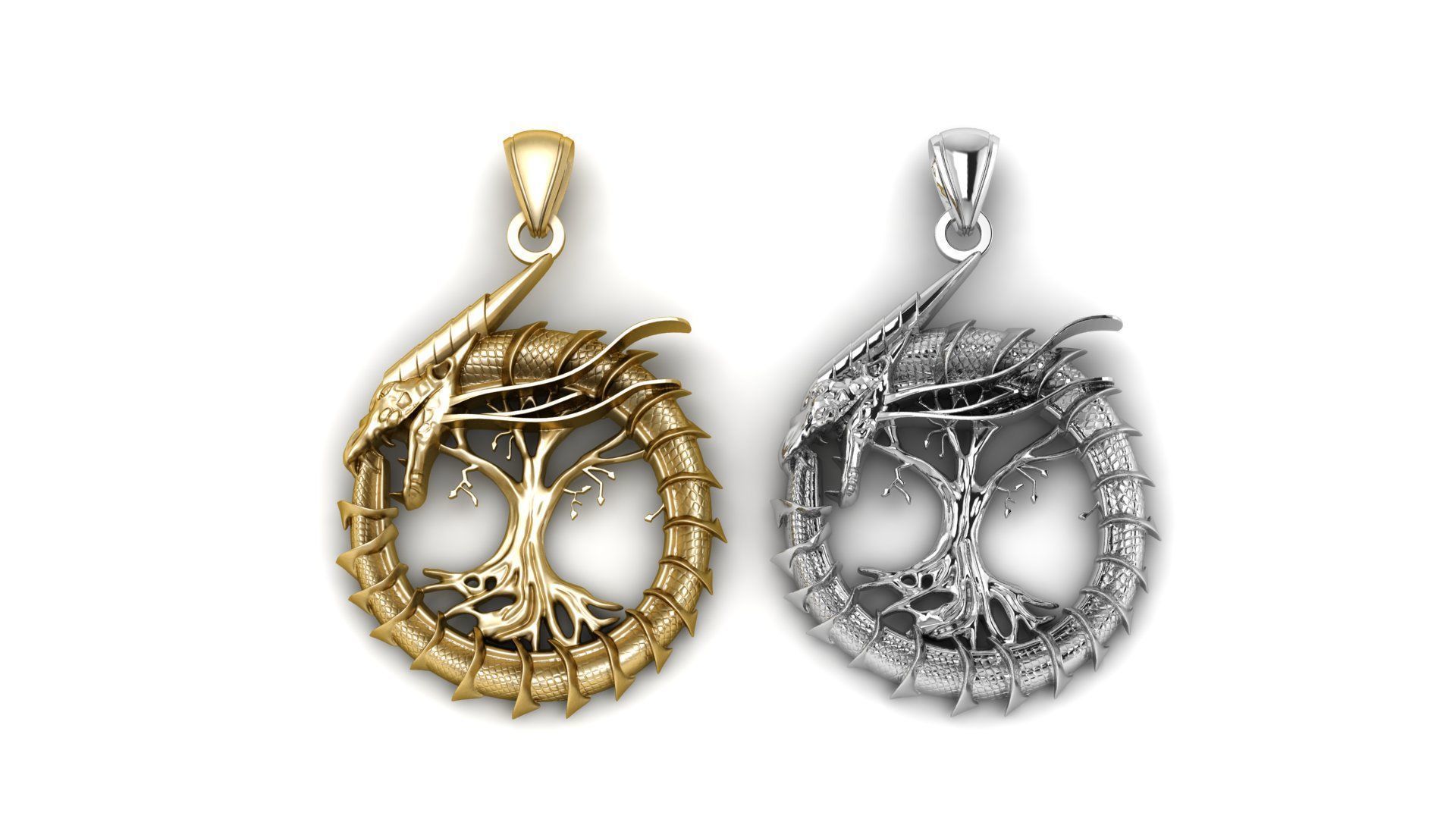 Dragon Tree Life Pendant For Mens 3d Printable Model 3D print model_1