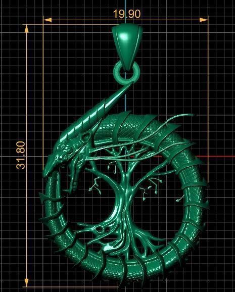 Dragon Tree Life Pendant For Mens 3d Printable Model 3D print model_5