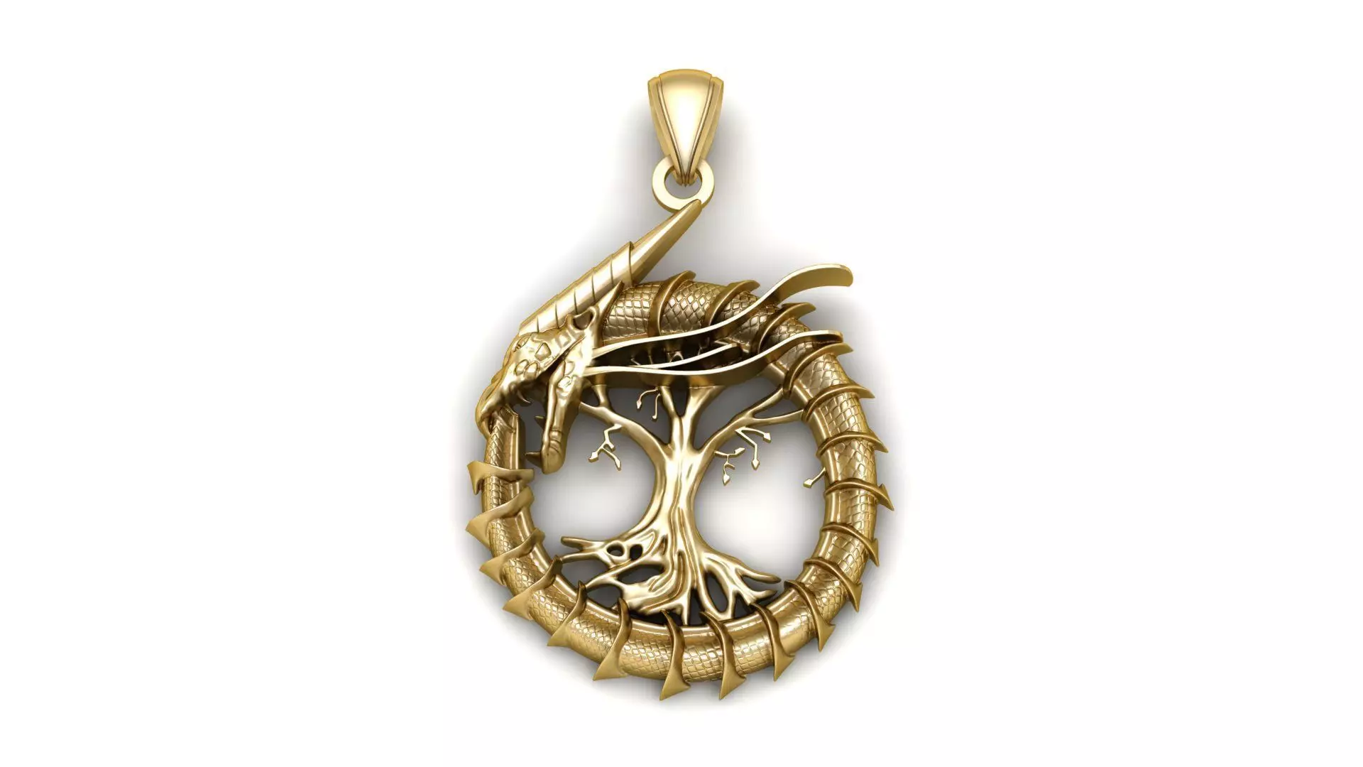 Dragon Tree Life Pendant For Mens 3d Printable Model 3D print model_0