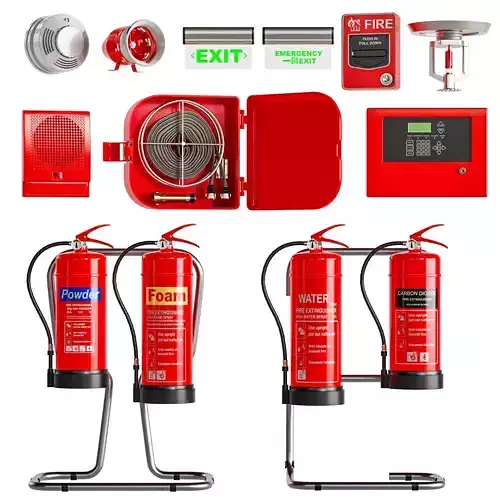 Fire and security Equipment Low-poly 3D model