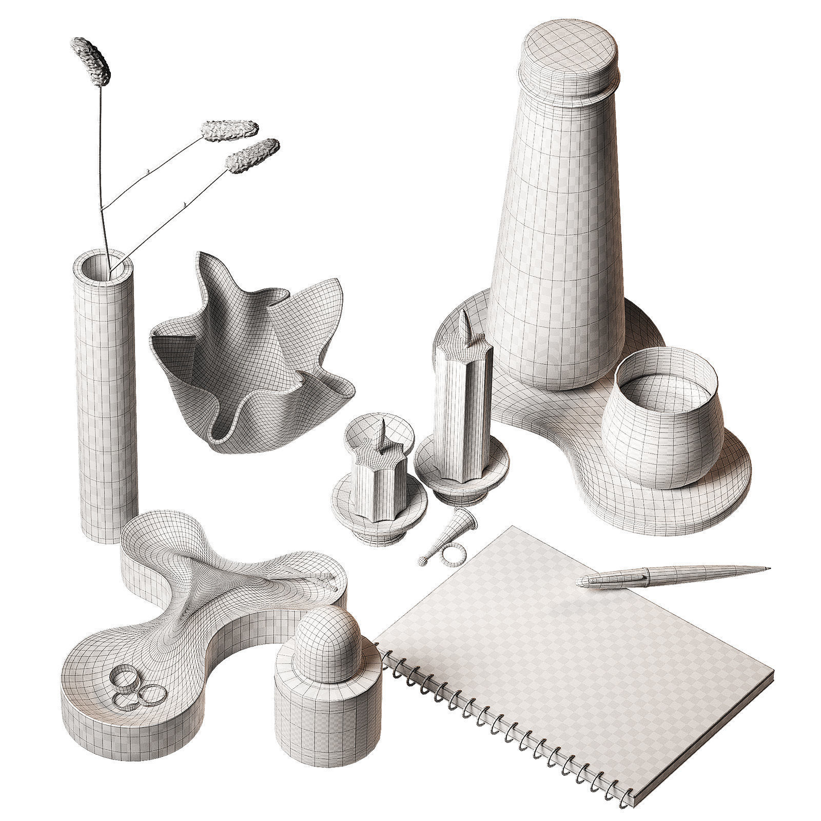 Decorative set Minimal style home decor 2 3D model_5