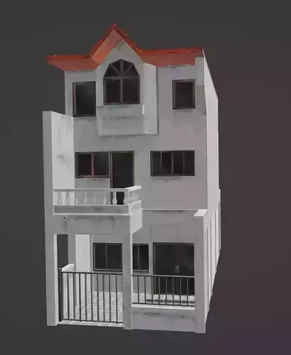 Stylized Low Poly Townhouse Low-poly 3D model