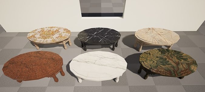 6 Detailed Granite Table Free 3D model