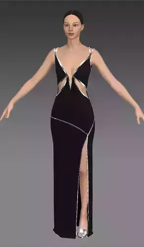 Metalic twist strap dress deep neckline  Low-poly 3D model