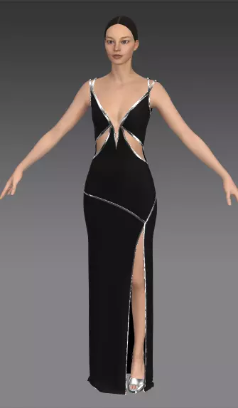 Metalic twist strap dress deep neckline Low-poly 3D model