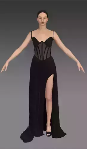 Corset dress black  vual matte 