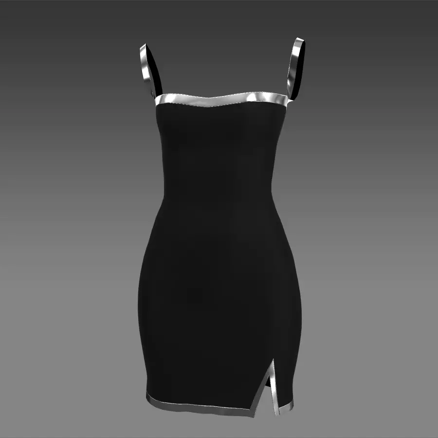 Little black dress metalic strap Low-poly 3D model
