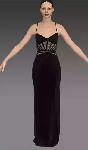 Dress silk satin lace detail corset Low-poly 3D model