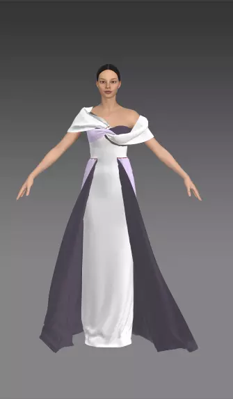Dress Twist collar front and back skirt Low-poly 3D model