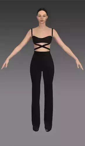 Jumpsuit heart cross strap black matte