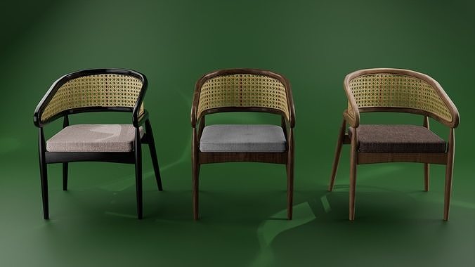 Cortes Straw Rattan Chair 3d model 3D model